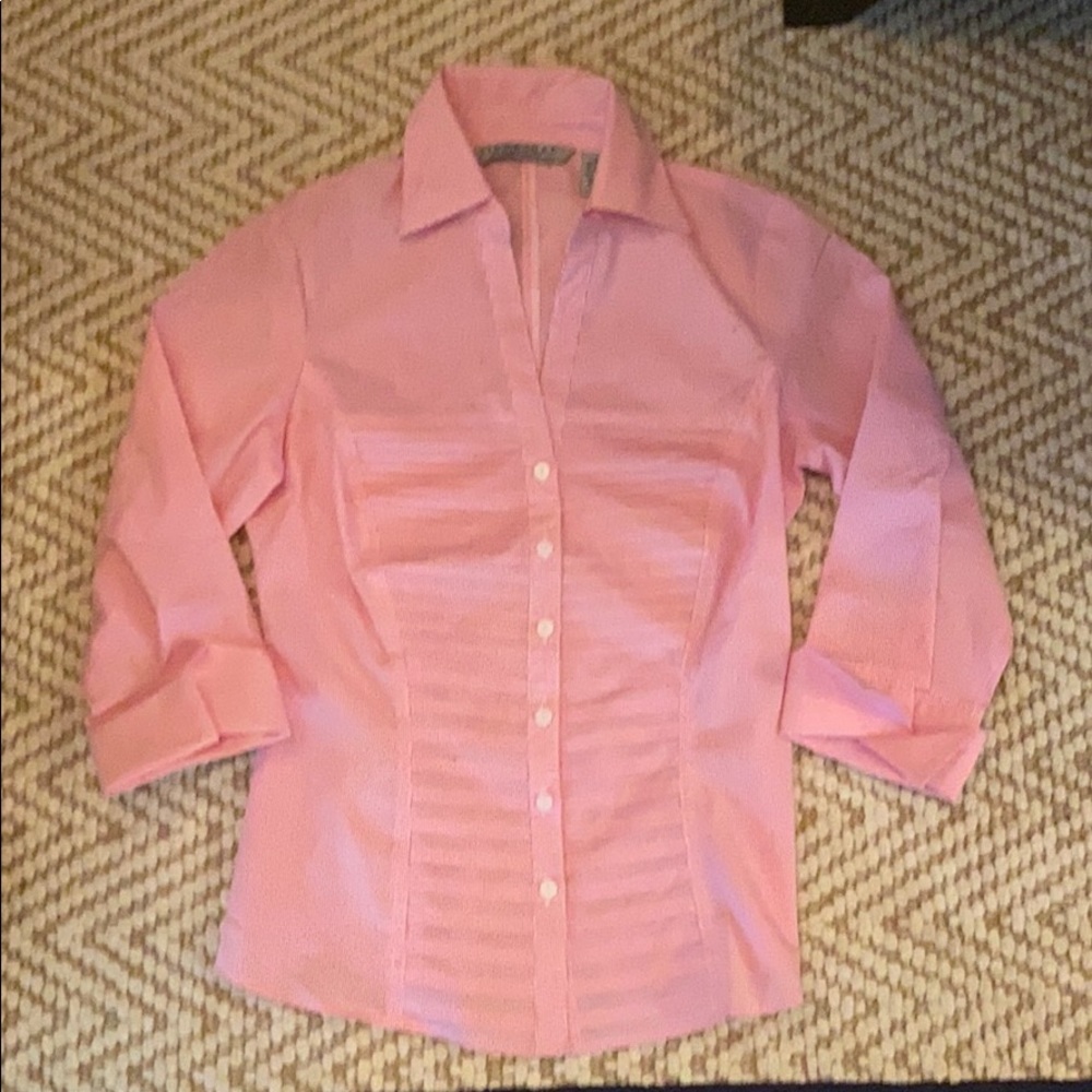 Pink and White Striped Blouse